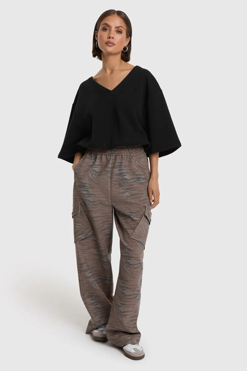 Ladies Woven Cargo Pants van ALIX The Label, kleur Animal