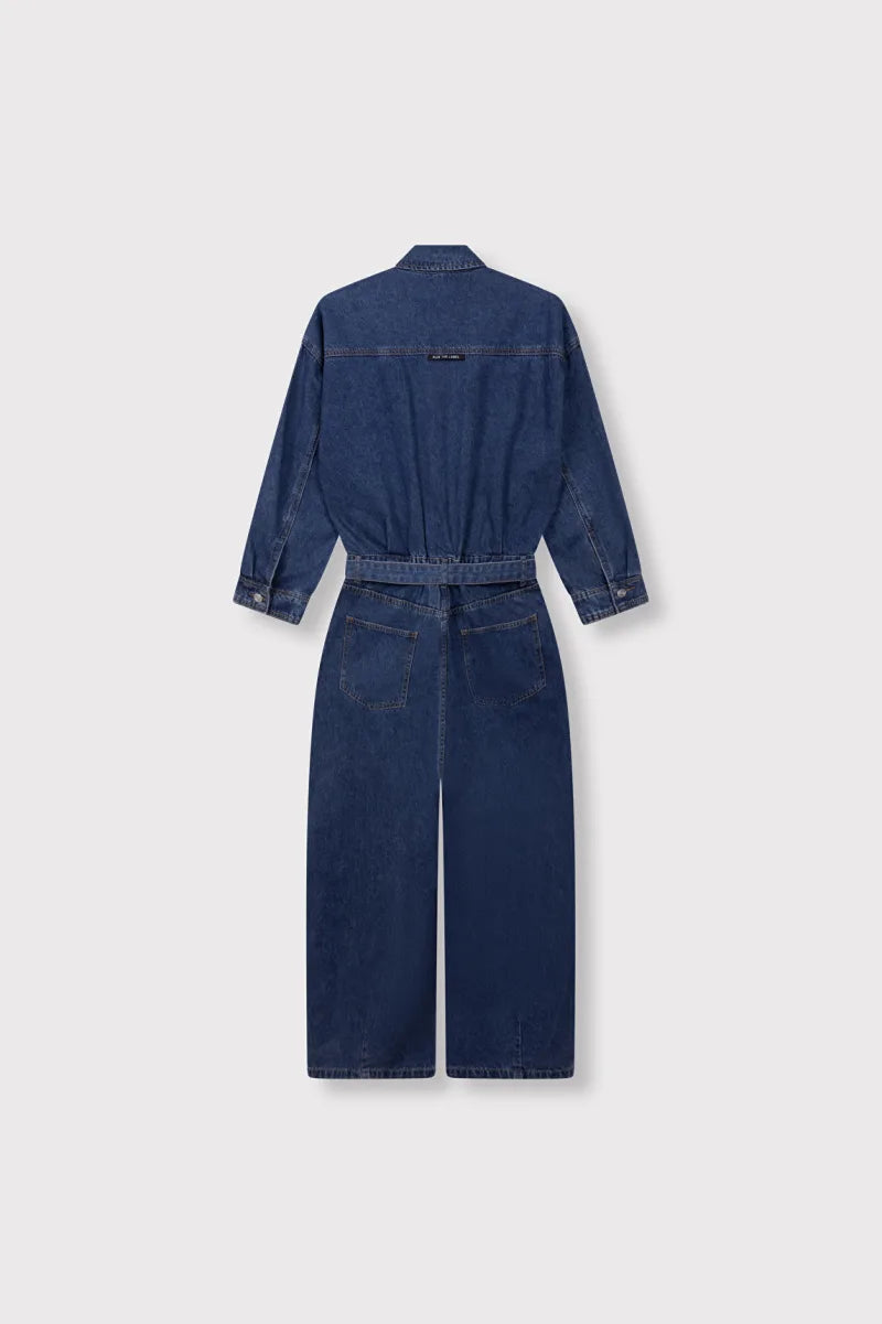 Ladies Woven Denim Jumpsuit van ALIX The Label, kleur Mid Denim Blue