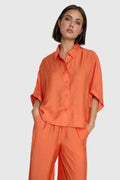 Ladies Woven Irregular Oversized Blouse van ALIX The Label, kleur Soft Orange