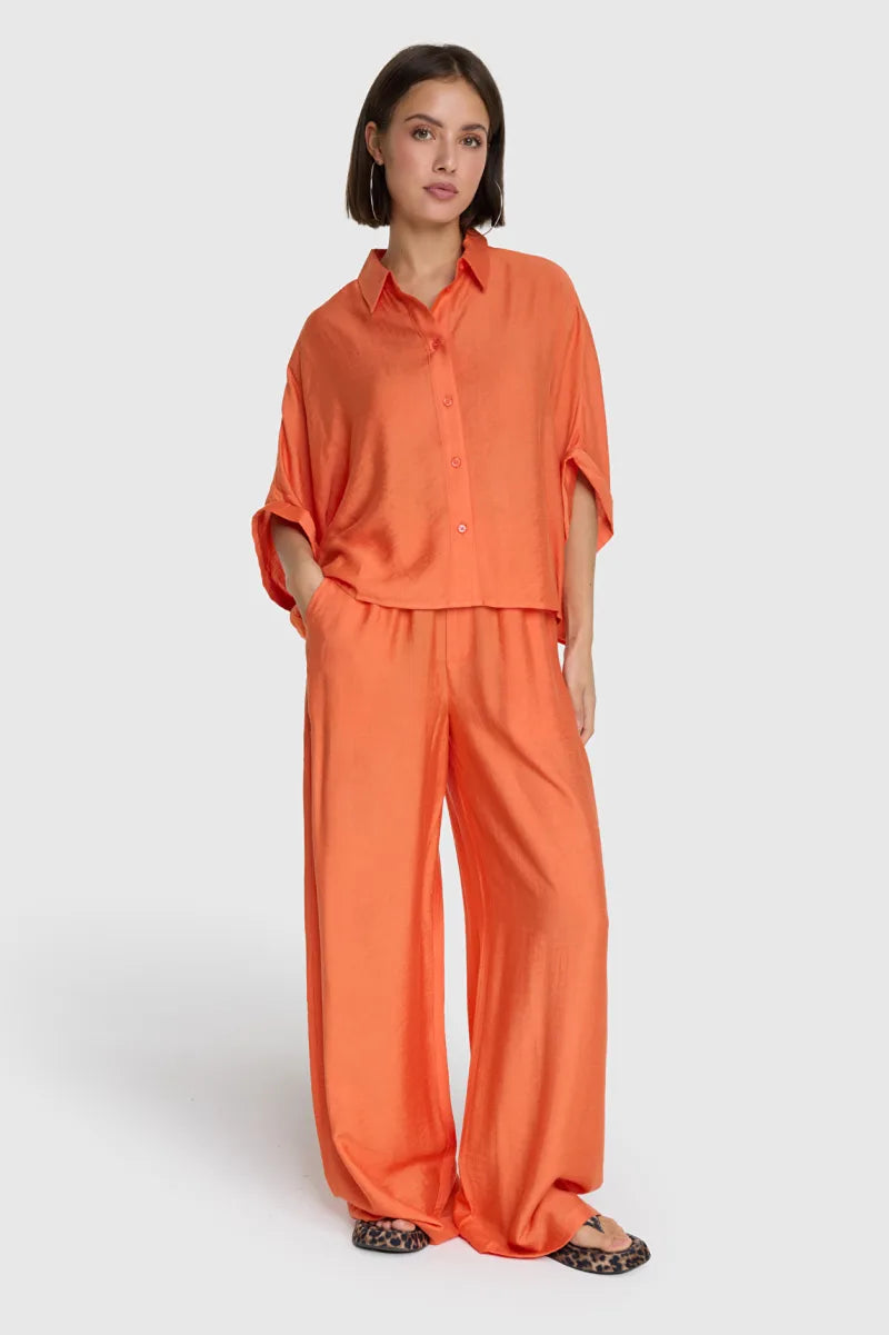 Ladies Woven Irregular Oversized Blouse van ALIX The Label, kleur Soft Orange