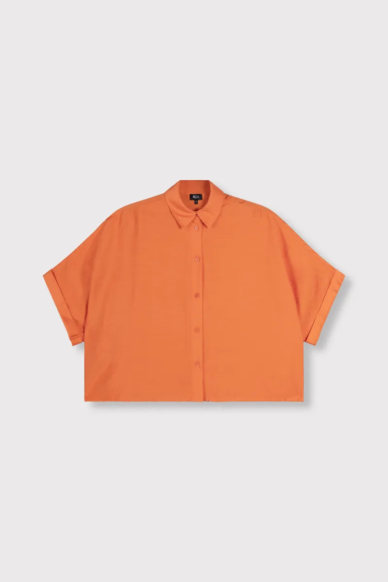 Ladies Woven Irregular Oversized Blouse van ALIX The Label, kleur Soft Orange