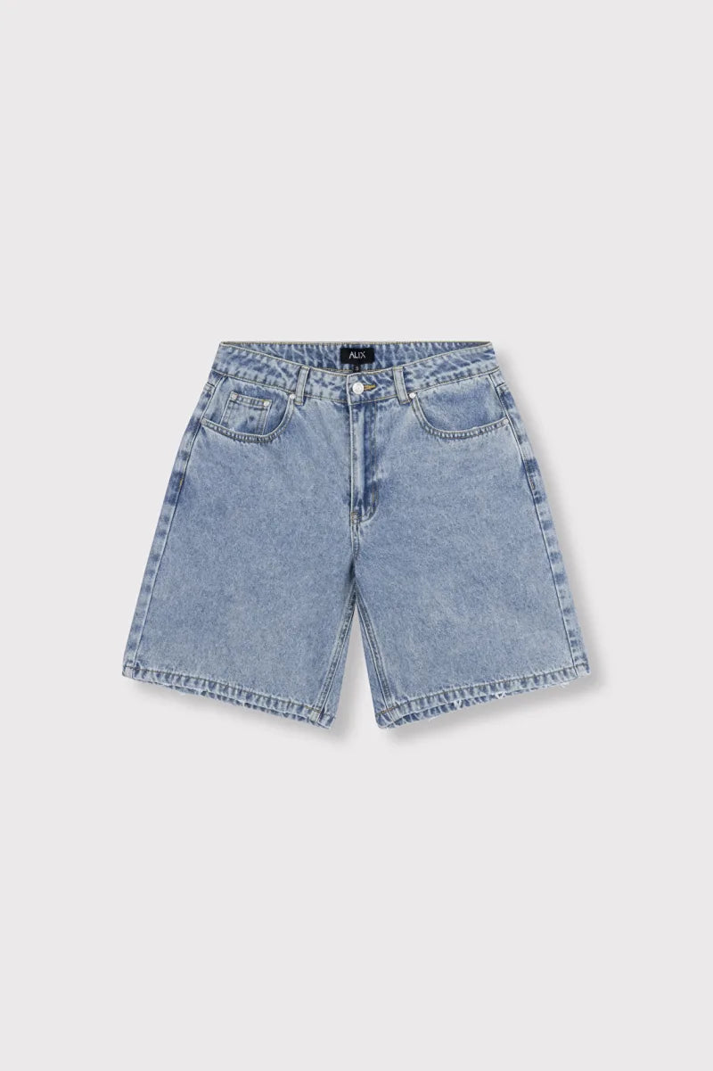Ladies Woven Jort Denim Pants van ALIX The Label, kleur Light  Blue Denim