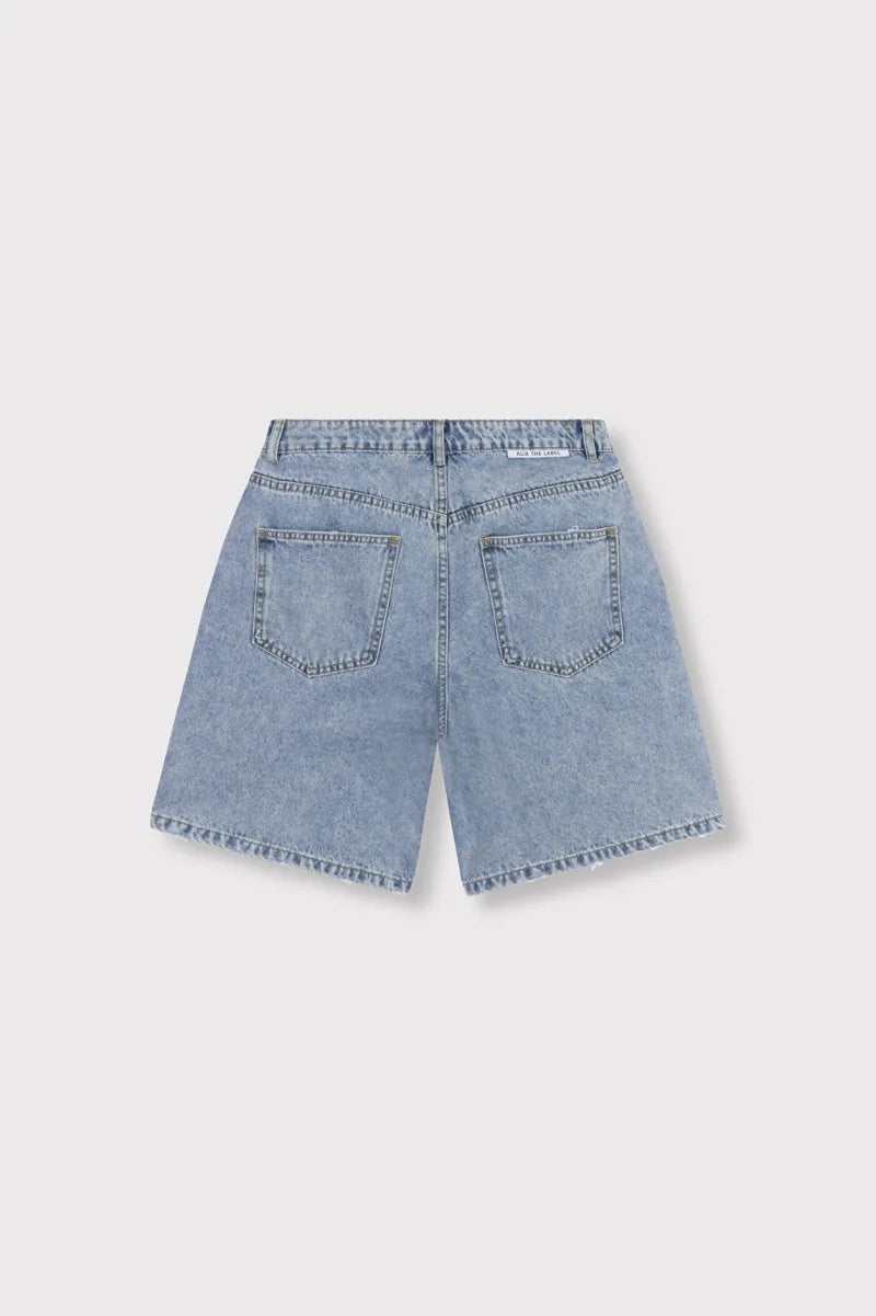 Ladies Woven Jort Denim Pants van ALIX The Label, kleur Light  Blue Denim