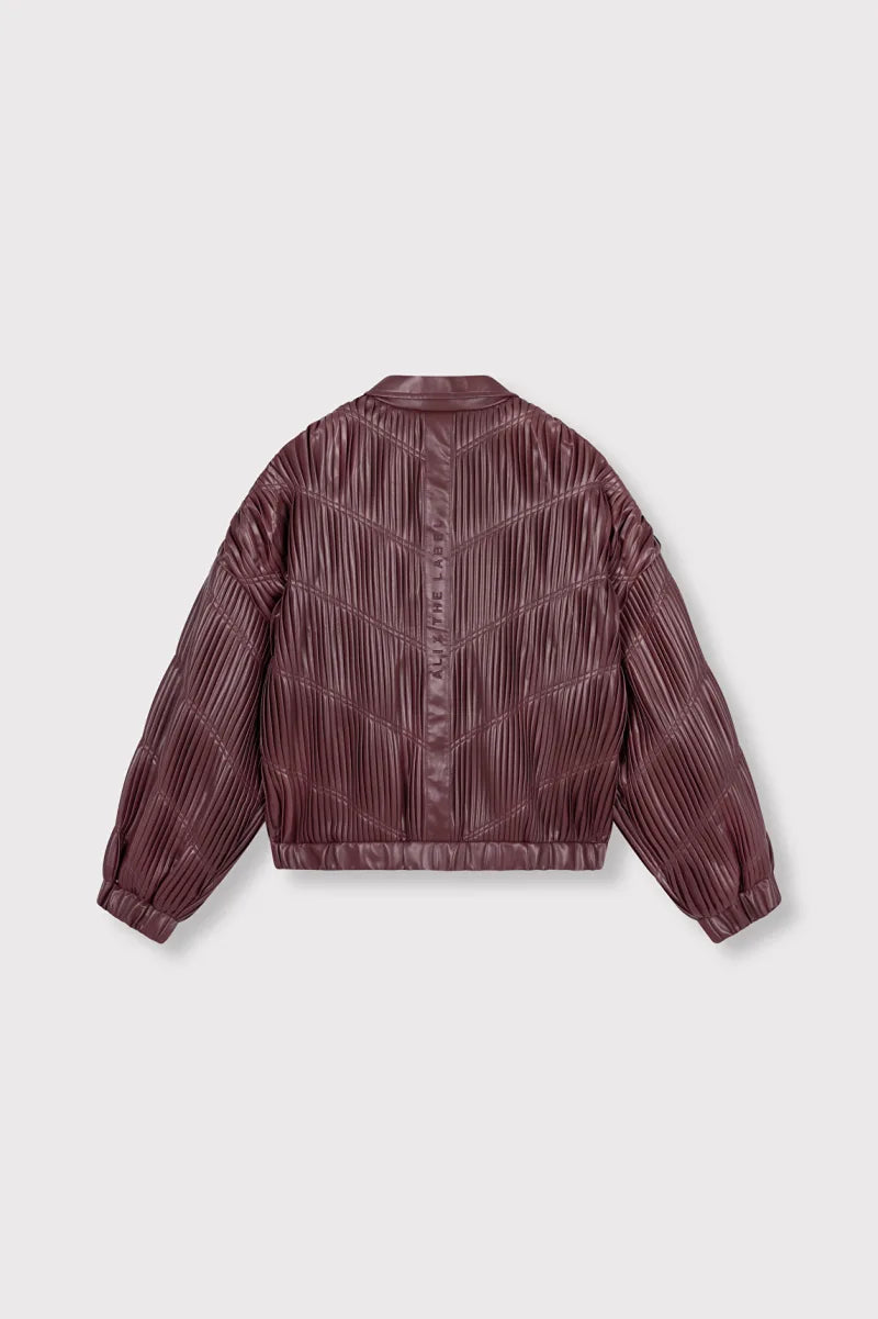 Leather Bomber van ALIX The Label, kleur Bordeaux