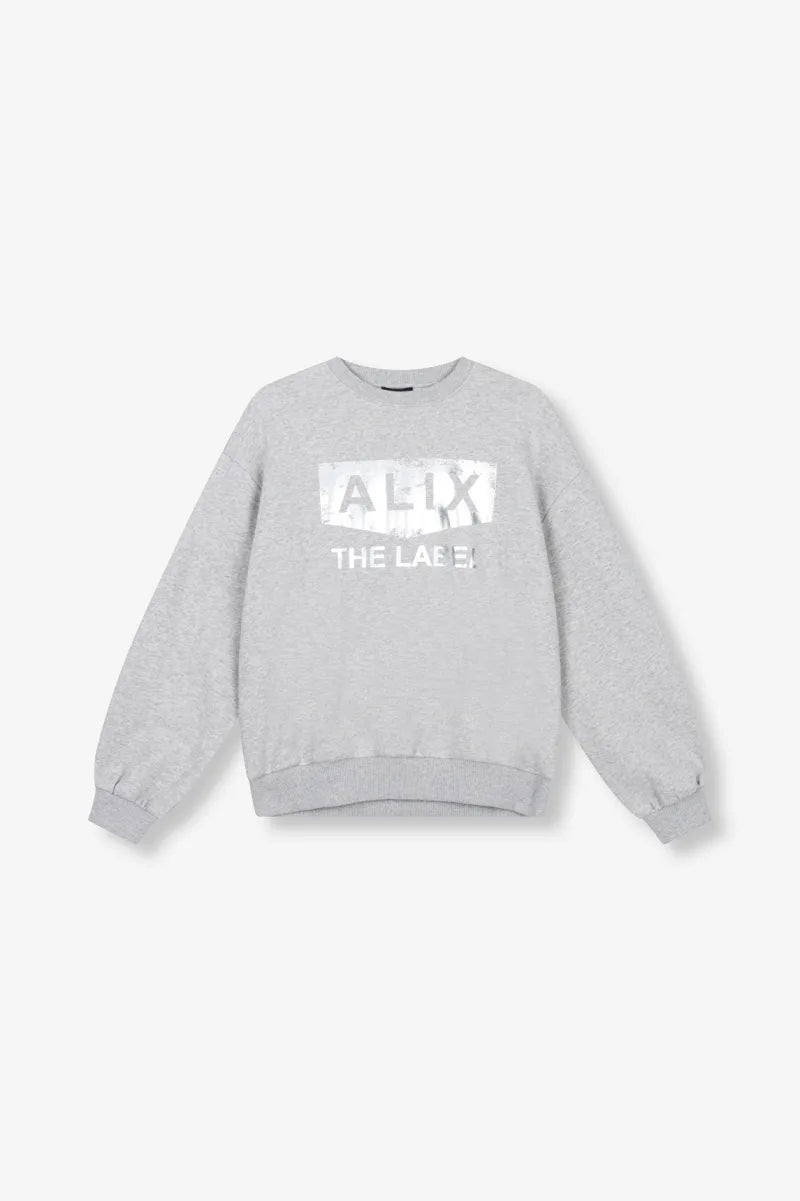 Logo Sweater van ALIX The Label, kleur Soft Grey Melange