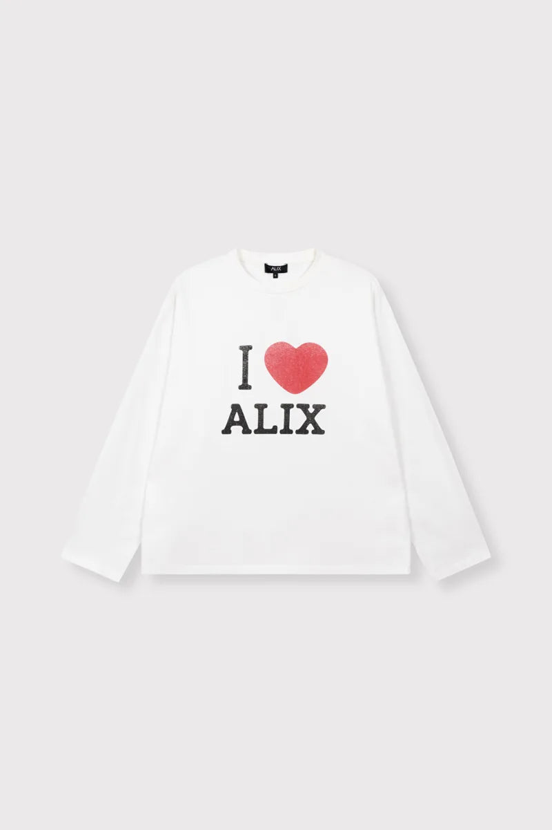 Longsleeve I Love Alix van ALIX The Label, kleur Soft White