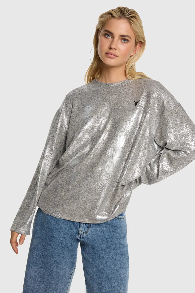 Longsleeve Top van ALIX The Label, kleur Silver