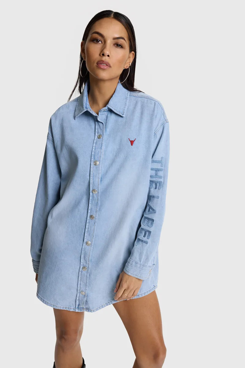 Oversized Blouse van ALIX The Label, kleur Light Blue Denim