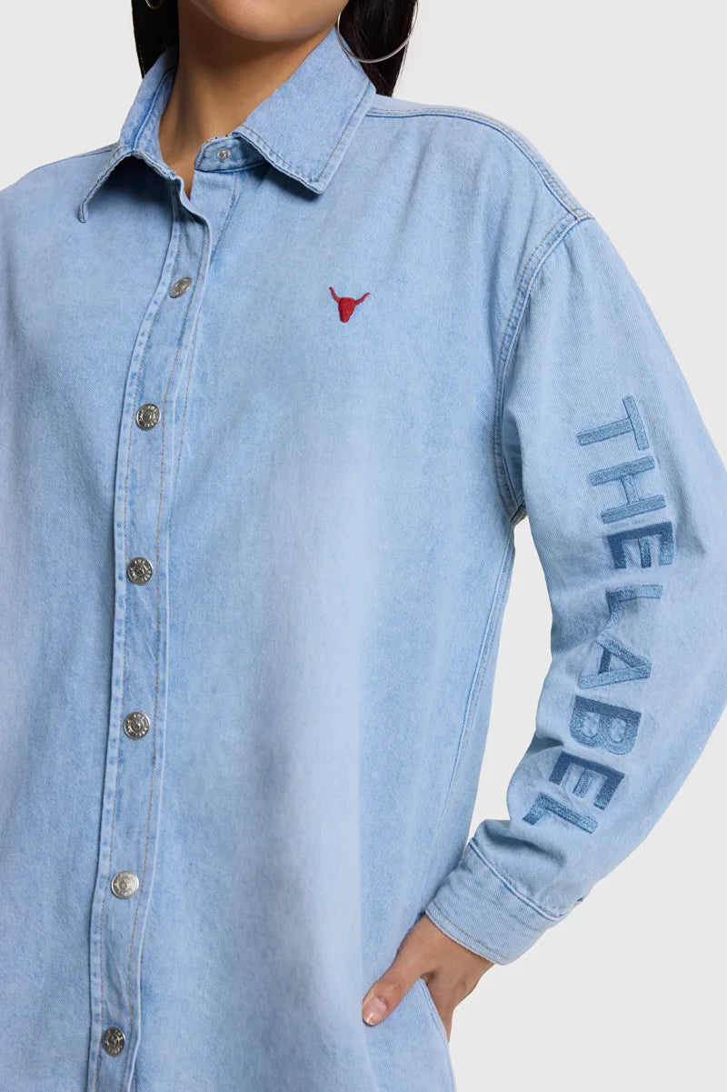 Oversized Blouse van ALIX The Label, kleur Light Blue Denim