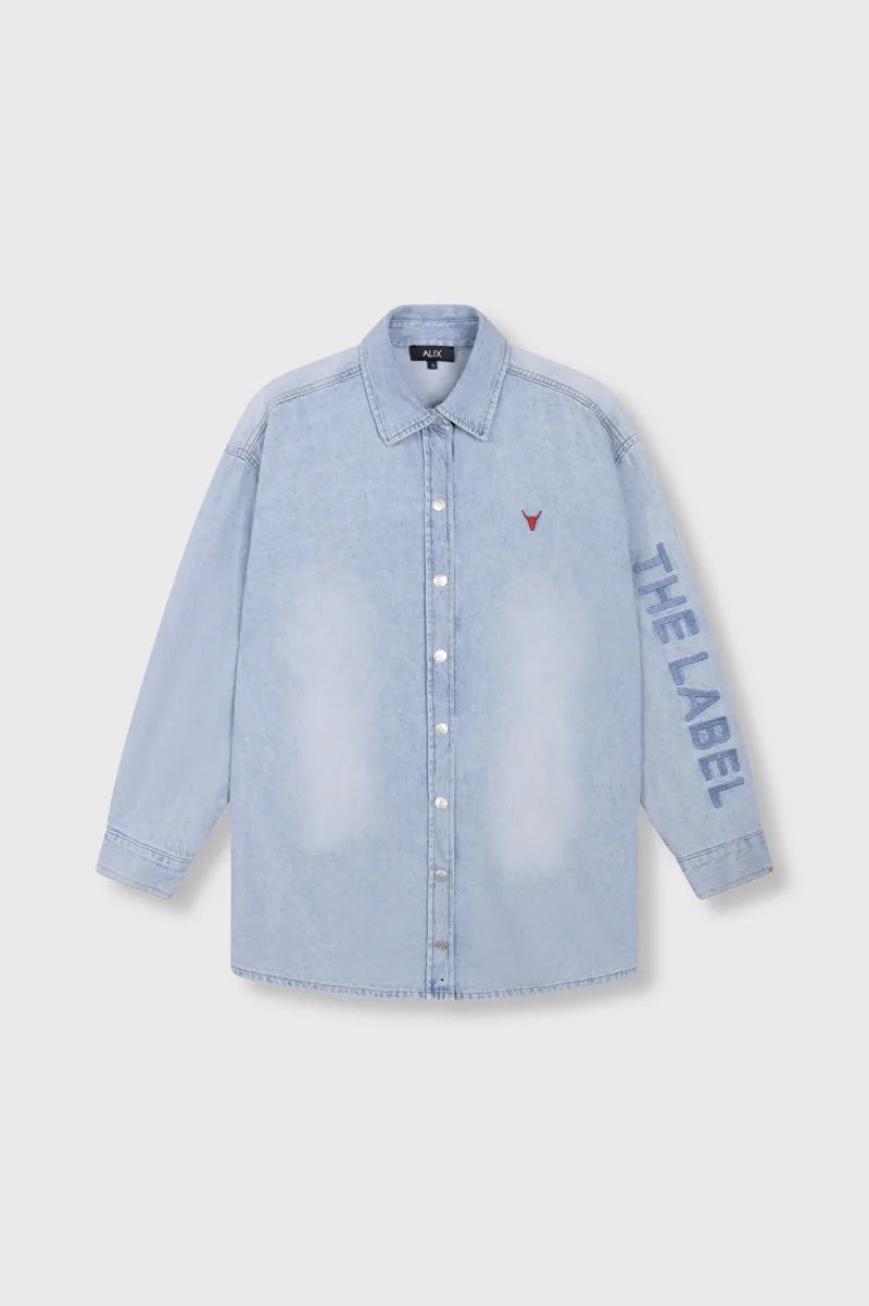 Oversized Blouse van ALIX The Label, kleur Light Blue Denim