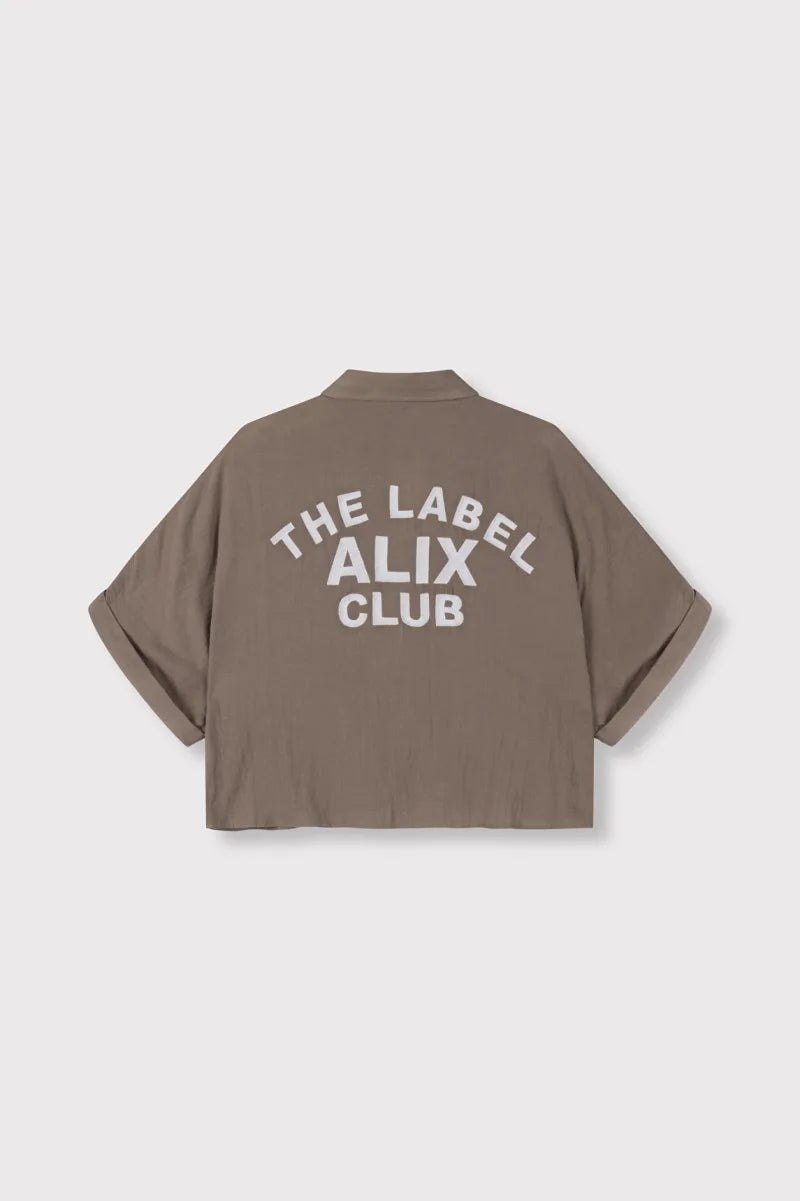 Oversized Crinkle Blouse van ALIX The Label, kleur Taupe