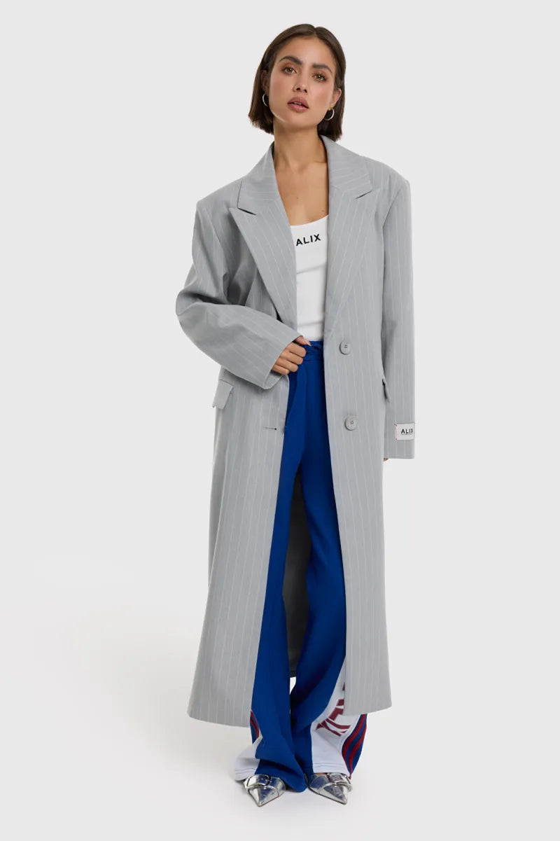 Pinstripe Coat van ALIX The Label, kleur Light Grey
