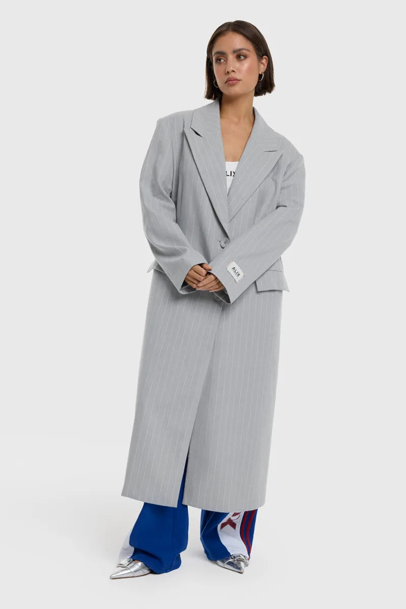 Pinstripe Coat van ALIX The Label, kleur Light Grey