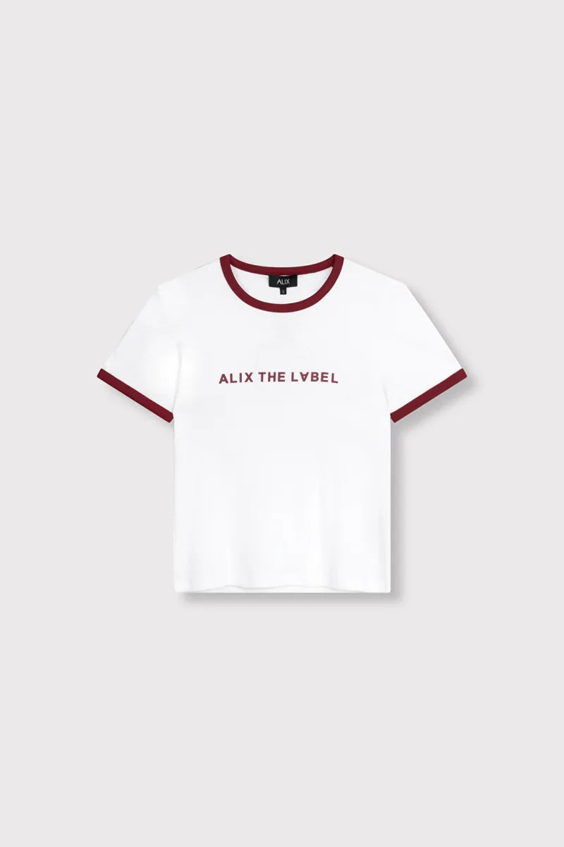 Ringer T-Shirt van ALIX The Label, kleur Soft White