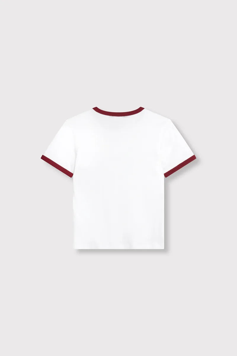 Ringer T-Shirt van ALIX The Label, kleur Soft White