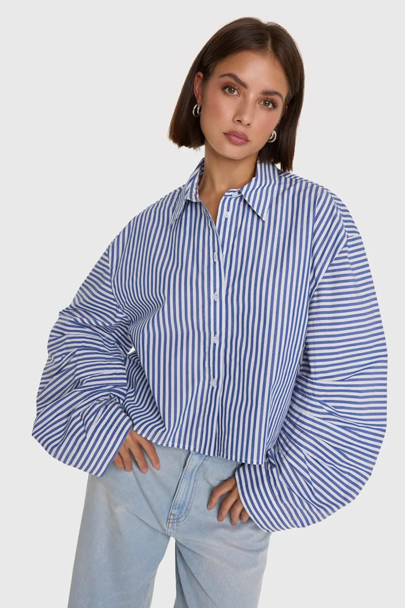 Striped Blouse van ALIX The Label, kleur Royal Blue