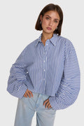 Striped Blouse van ALIX The Label, kleur Royal Blue