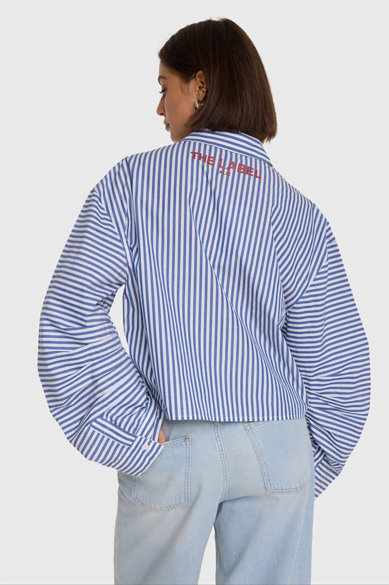 Striped Blouse van ALIX The Label, kleur Royal Blue