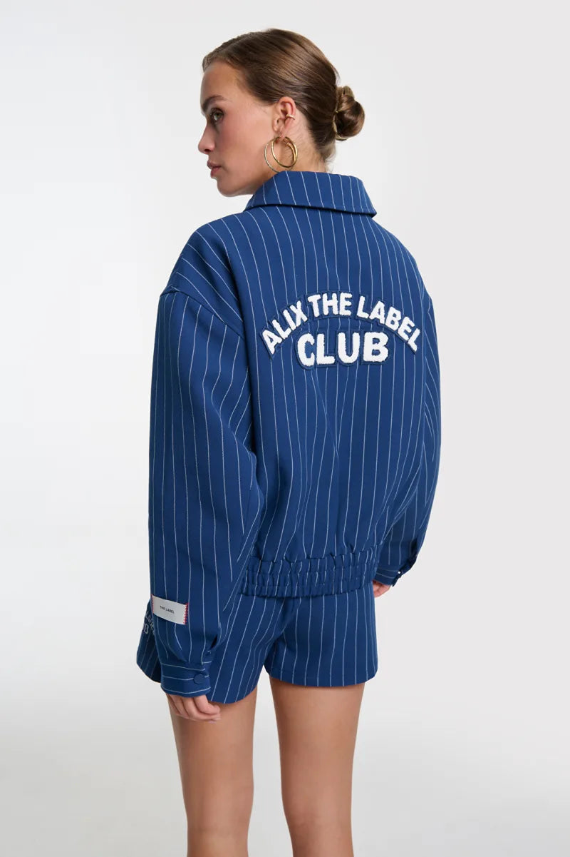Striped Bomber van ALIX The Label, kleur Night Blue
