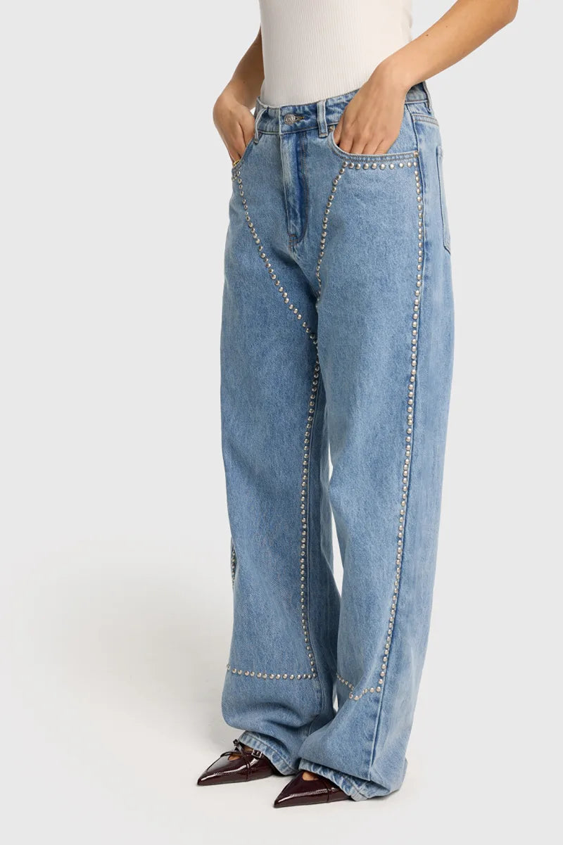 Studs Pants van ALIX The Label, kleur Denim Blue