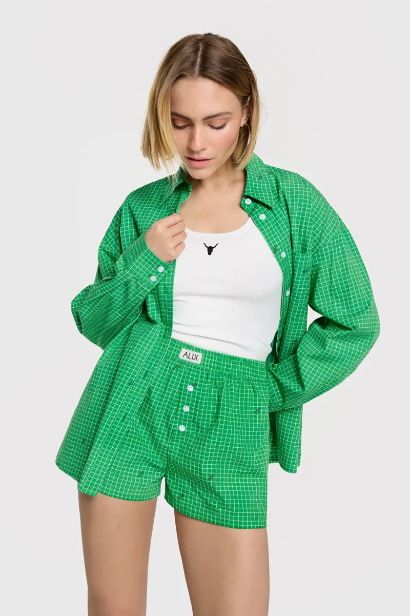 Woven Check Poplin Short van ALIX The Label, kleur Bright Green