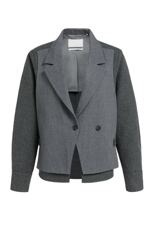 Blazer Met Contrasterende Stof En Losse Pasvorm van YAYA, kleur Anthracite Melange