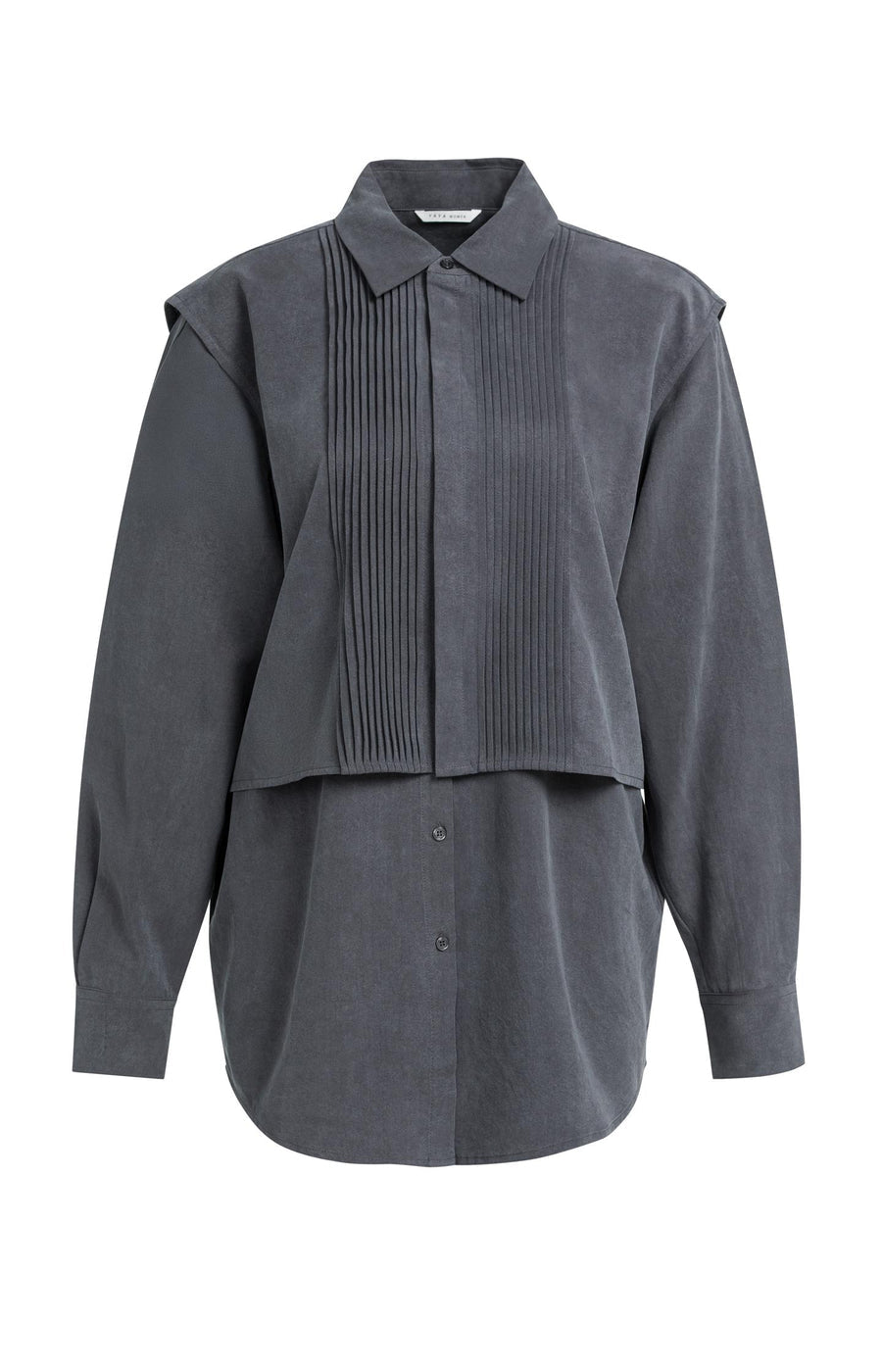 Blouse Met Giletkraag En Plooidetails van YAYA, kleur Hole Black