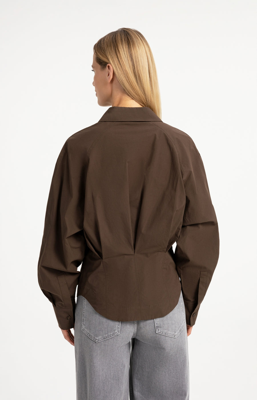 Blouse Met Tailleaccent En Plooidetail van YAYA, kleur Slate Black Brown