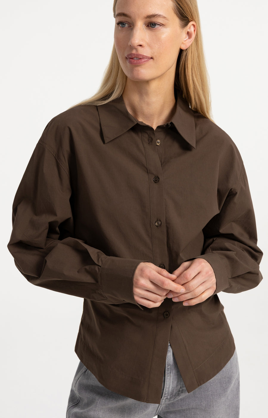 Blouse Met Tailleaccent En Plooidetail van YAYA, kleur Slate Black Brown