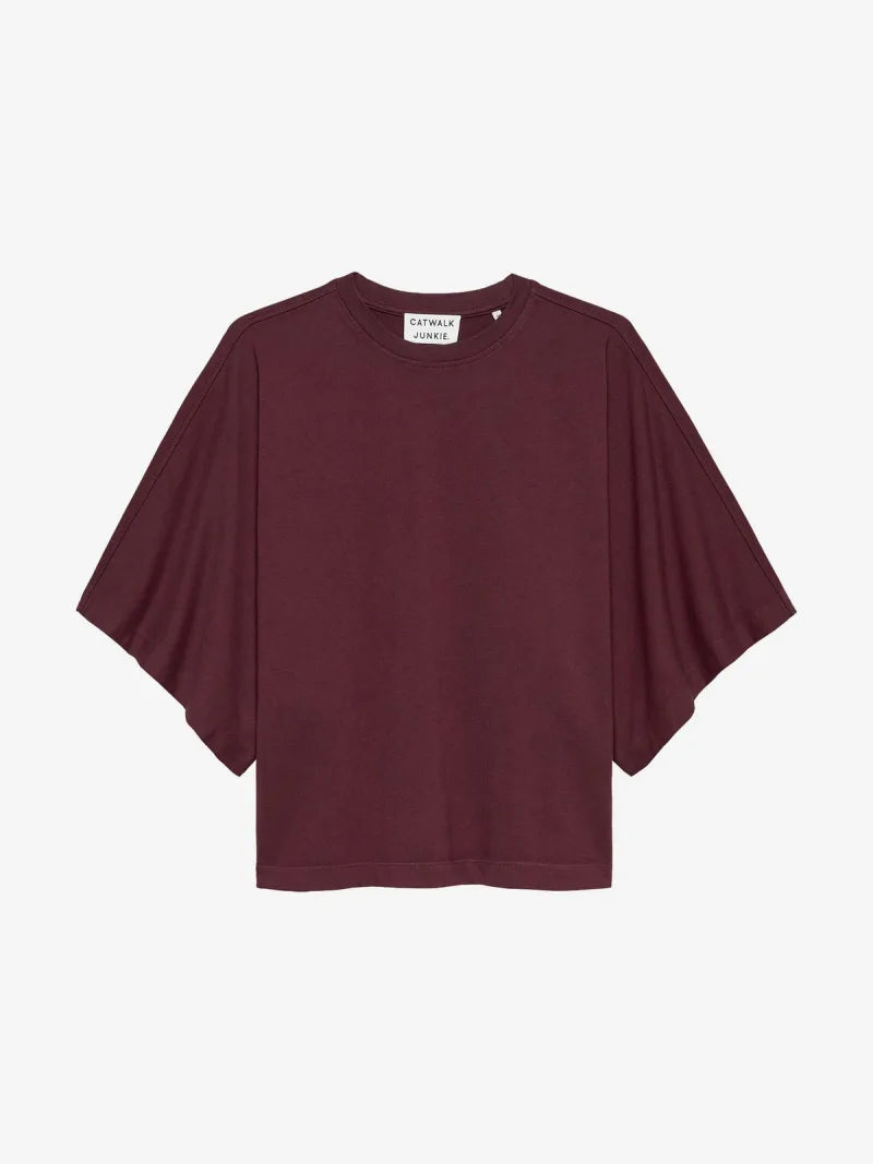 Batsleeve Tshirt van Catwalk Junkie, kleur Merlot