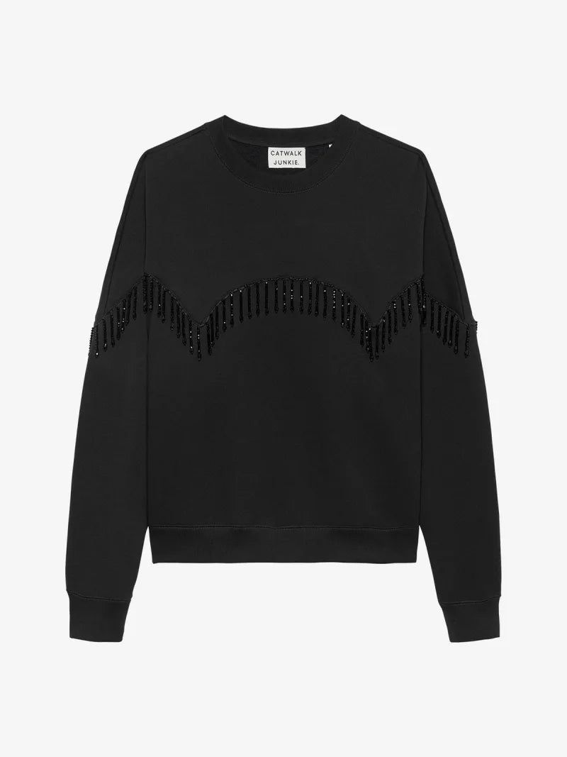 Beaded Fringed Sweater van Catwalk Junkie, kleur Black