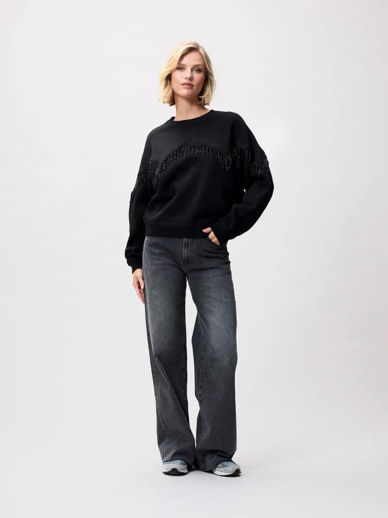 Beaded Fringed Sweater van Catwalk Junkie, kleur Black