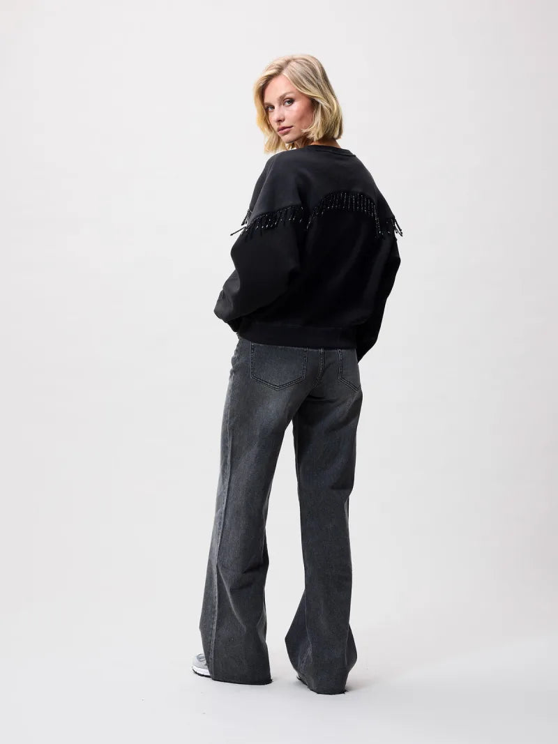 Beaded Fringed Sweater van Catwalk Junkie, kleur Black