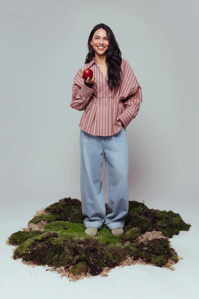 Blouse With Waist Pleats van Catwalk Junkie, kleur Pink Sky