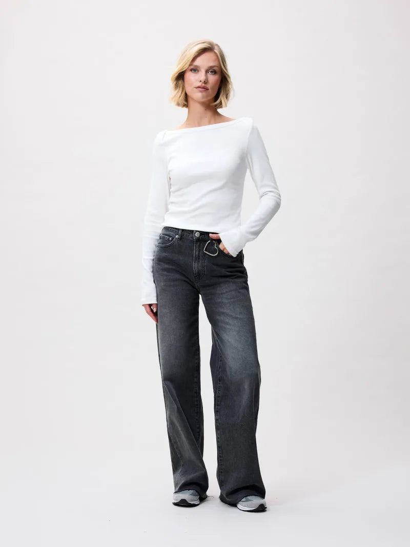 Boatneck Rib Long Sleeve van Catwalk Junkie, kleur Off White