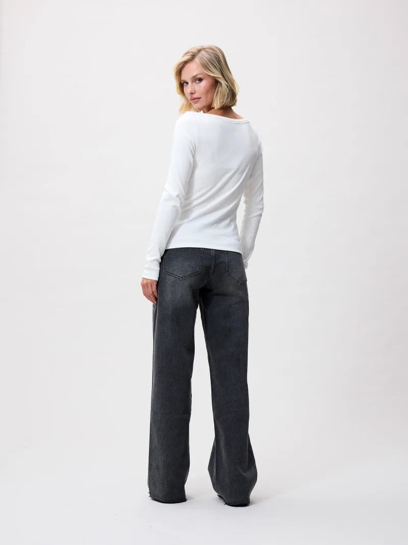 Boatneck Rib Long Sleeve van Catwalk Junkie, kleur Off White