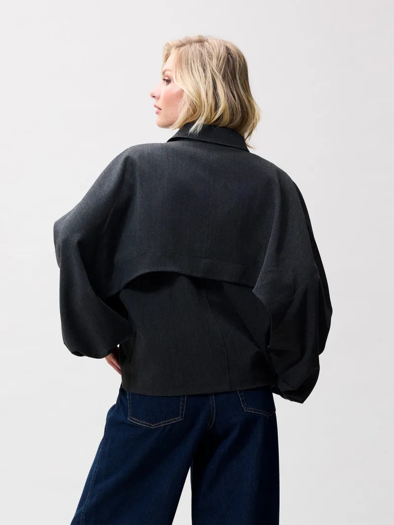 Cape Jacket van Catwalk Junkie, kleur Dark Grey Melange