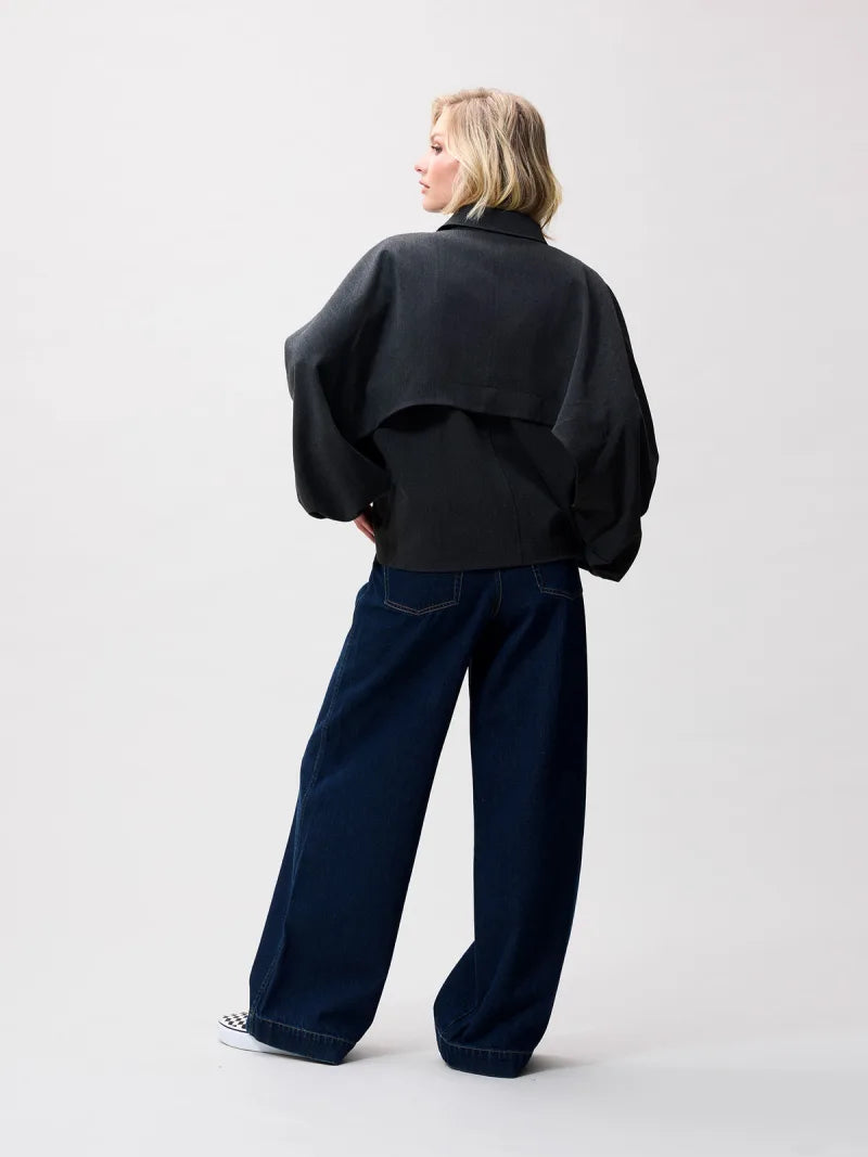 Cape Jacket van Catwalk Junkie, kleur Dark Grey Melange