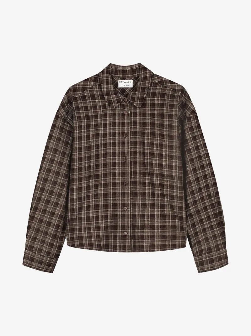 Check Blouse van Catwalk Junkie, kleur Brown