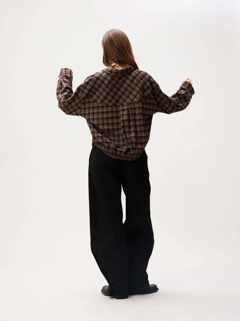 Check Blouse van Catwalk Junkie, kleur Brown