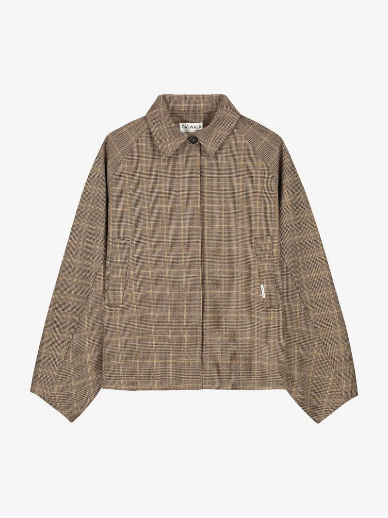 Check Cape Jacket van Catwalk Junkie, kleur Caramel