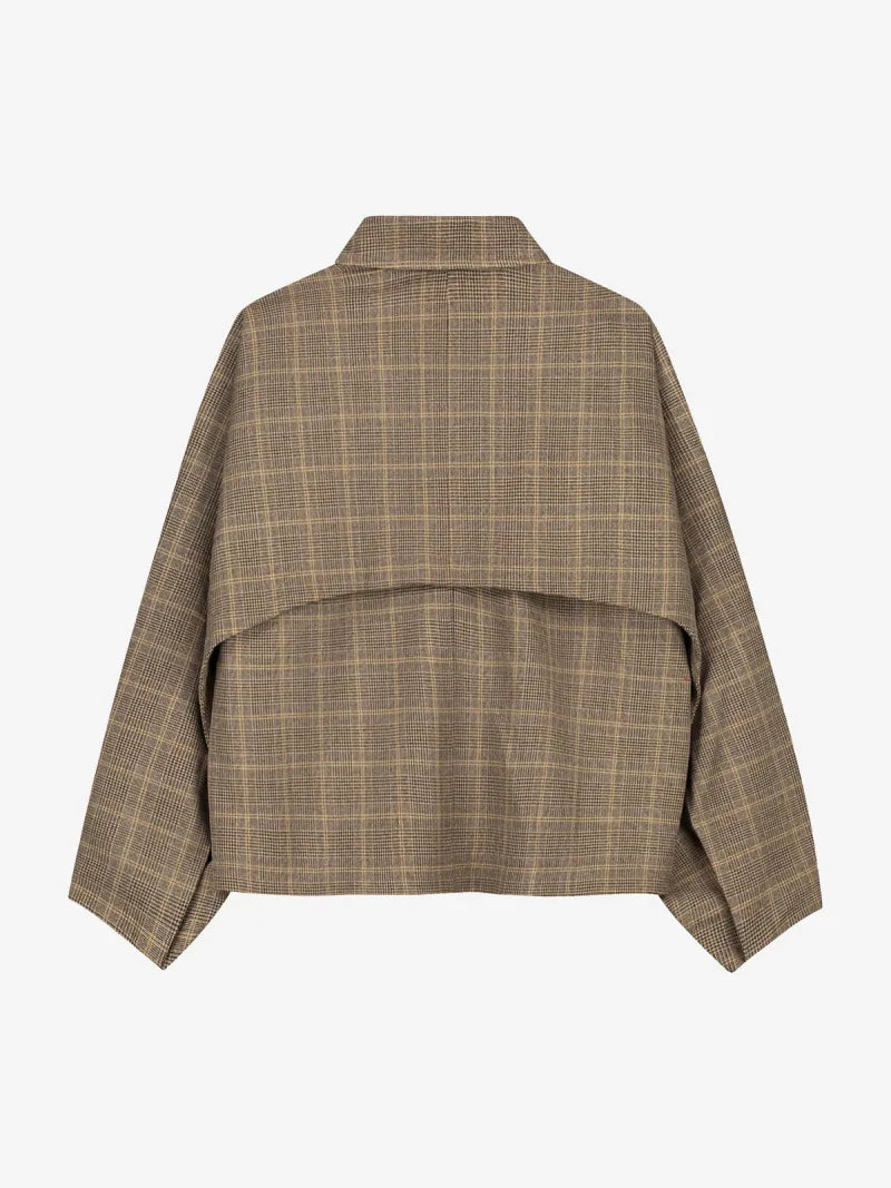 Check Cape Jacket van Catwalk Junkie, kleur Caramel