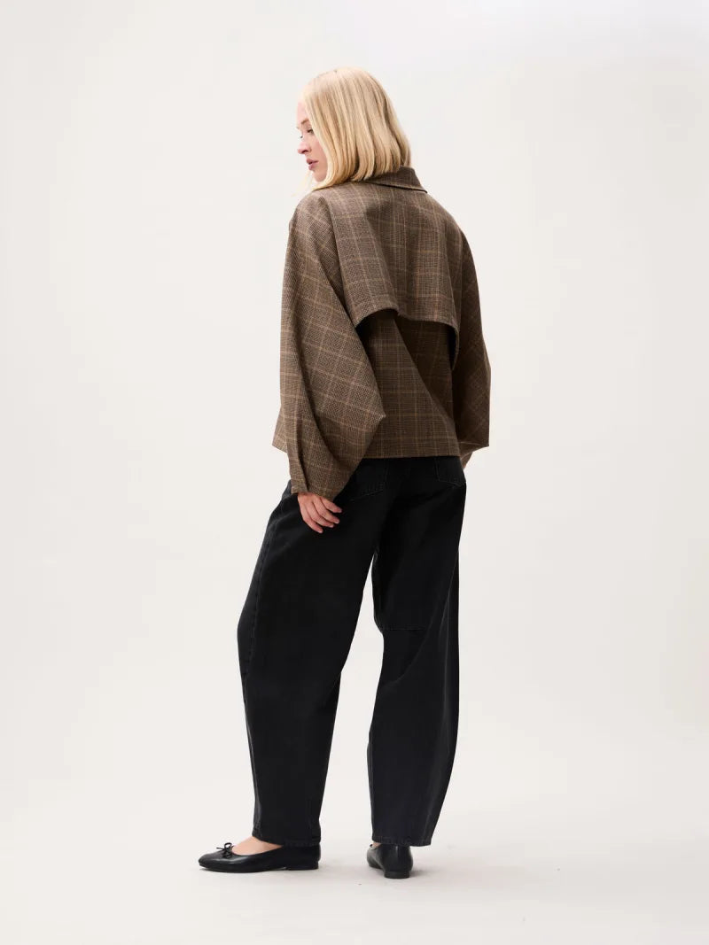 Check Cape Jacket van Catwalk Junkie, kleur Caramel