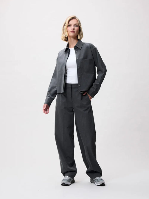 Cropped Blouse van Catwalk Junkie, kleur Dark Grey Melange