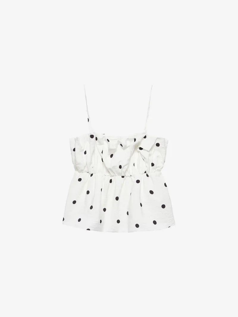 Dotted Spaghetti Top van Catwalk Junkie, kleur Off White