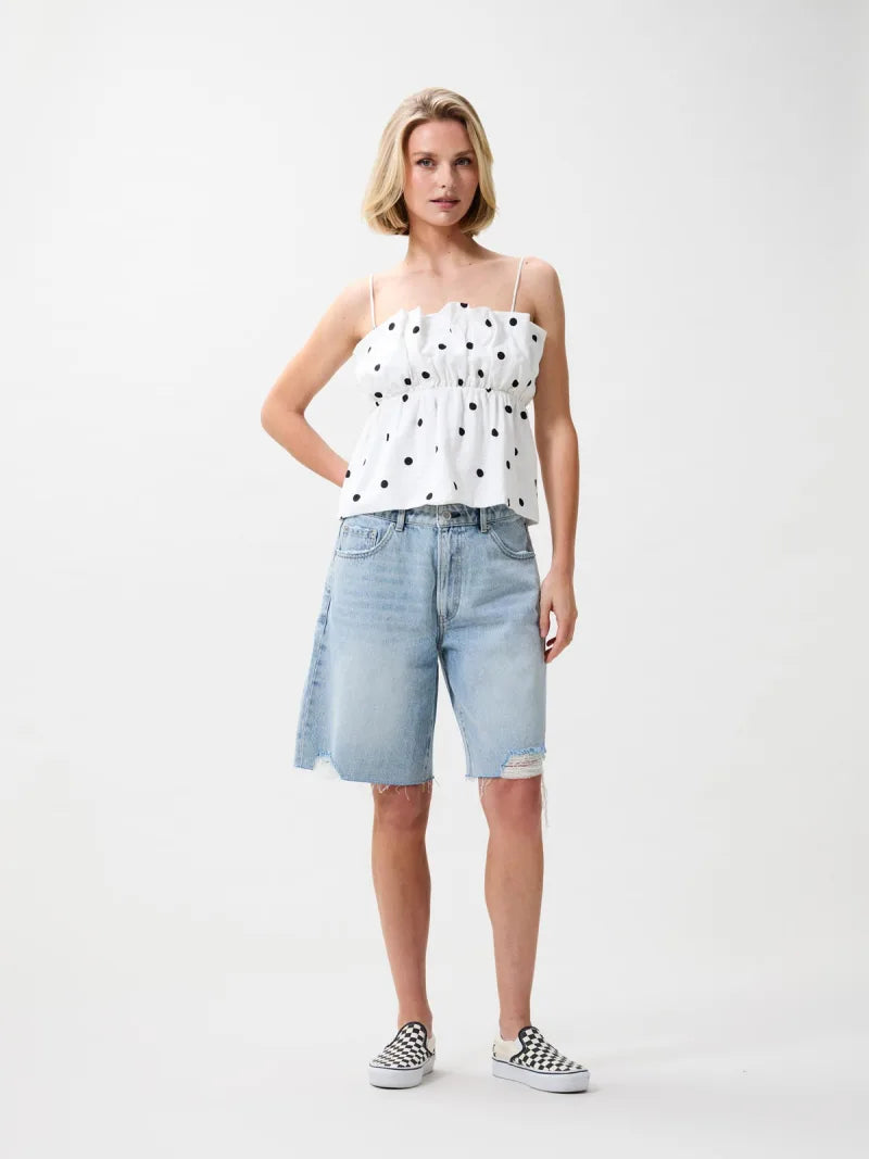 Dotted Spaghetti Top van Catwalk Junkie, kleur Off White