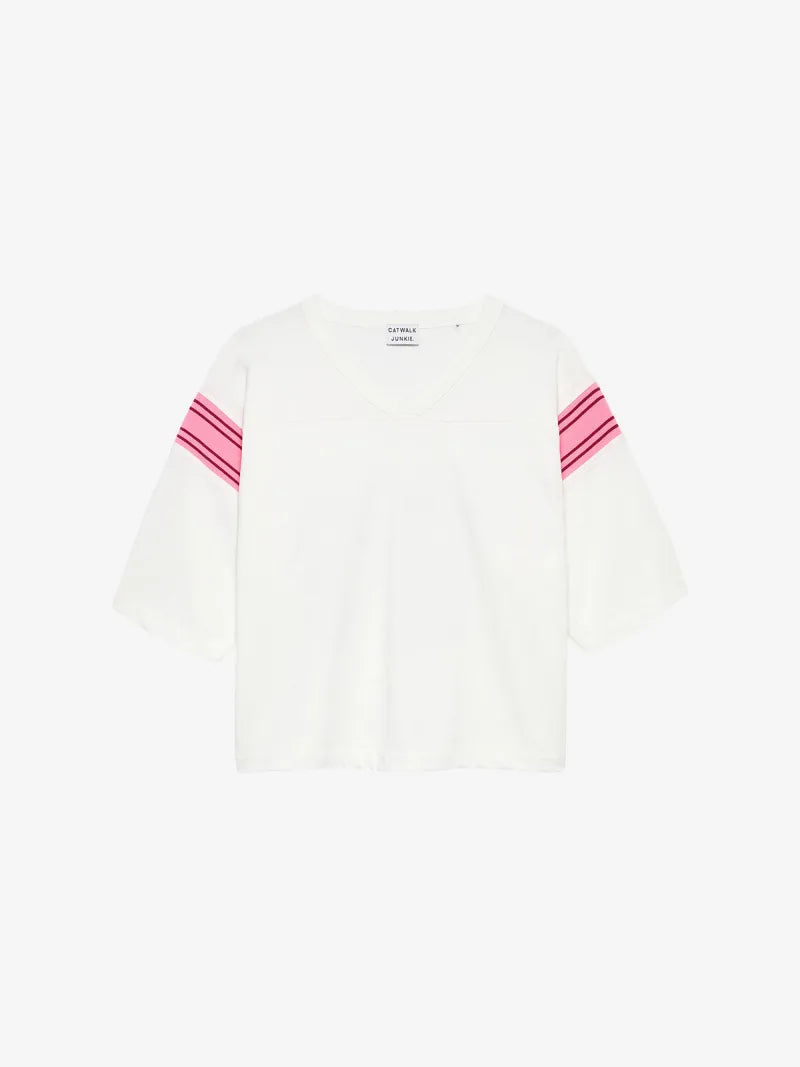 Football Graphic Tshirt van Catwalk Junkie, kleur Off White