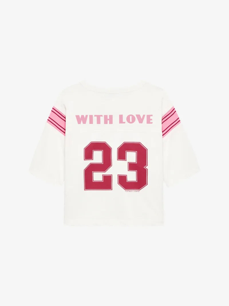 Football Graphic Tshirt van Catwalk Junkie, kleur Off White