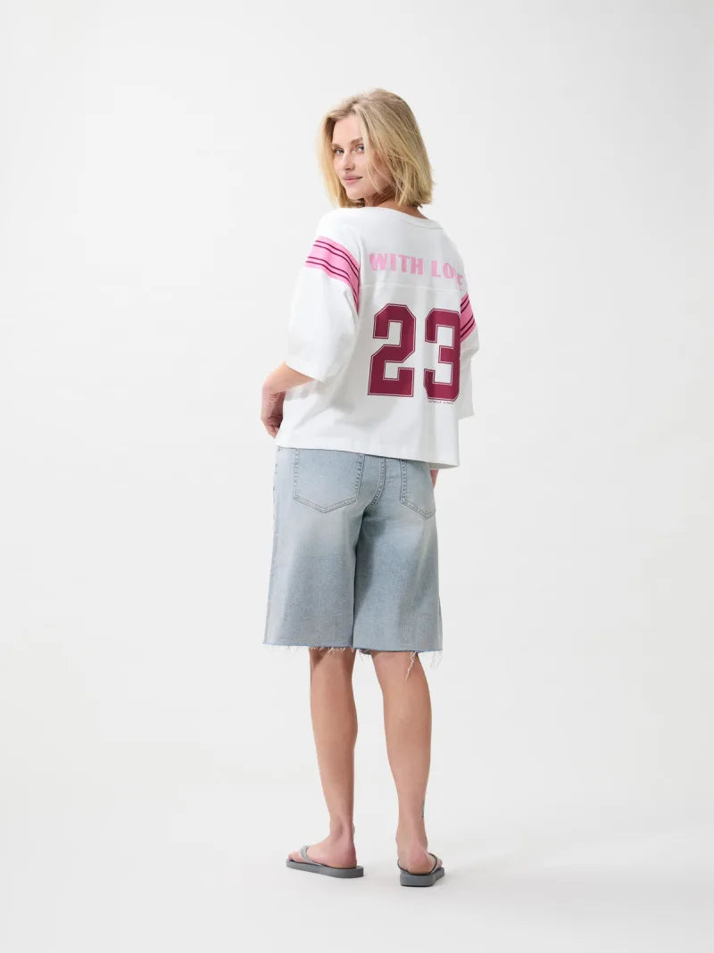 Football Graphic Tshirt van Catwalk Junkie, kleur Off White
