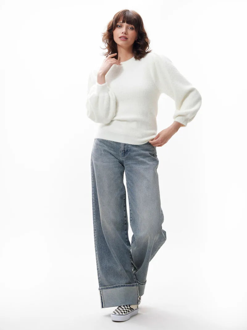 Fuzzy Puff Sleeve Knit van Catwalk Junkie, kleur Off White